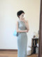 Pure lustful temperament, waist-cinching knitted dress, women's summer gentle and high-end hip-hugging skirt, sleeveless vest long skirt