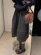 Dark Gray Woolen A-Line Skirt for Pear-Shaped Body, Hip-Covering Mid-Length Skirt for Women, Autumn and Winter Miu Style Retro Loose Skirt