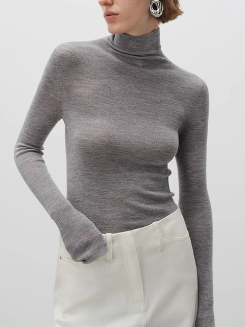 French Half-High Collar Wool Knitwear for Women in Autumn and Winter, High-End Tight-Fitting Inner Knitwear, Elegant and Slimming Bottoming Top