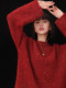 Autumn and Winter Retro Japanese-Style Loose and Casual Knitwear New Year Red Women's Clothing Christmas Red Outerwear Sweater Thickened Top