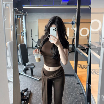 Sexy Short Tight-Fitting Short-Sleeved T-Shirt for Women, Hot Girl Style with Tie Design, Casual Pants, Very Nice Summer Outfit Set