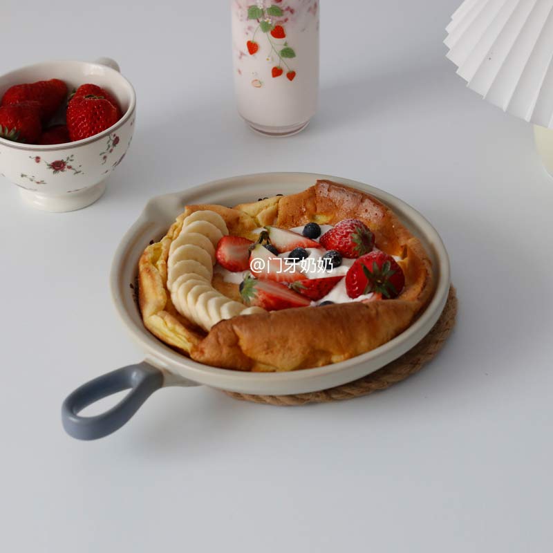 Door Tooth Grandma Japan Style Single Handle Heat Resistant Pottery Pan Wan Ancient Burning Material Ceramic Baking Tray With Handle Baking Pan Can Clear Fire