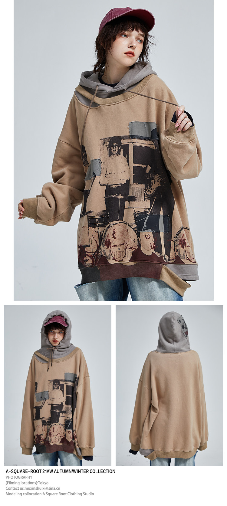 Барабаны, флисовый пластырь, удерживающая тепло толстовка для отдыха, оверсайз a square root/a的平方根 