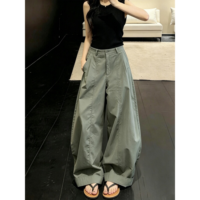 High-Waisted Workwear Wide-Leg Pants for Tall Women, Summer New Style, Relaxed Fit, Slimming, Casual Pants High-Waisted Workwear Wide-Leg Pants for Tall Women, Summer New Style, Relaxed Fit, Slimming, Casual Pants