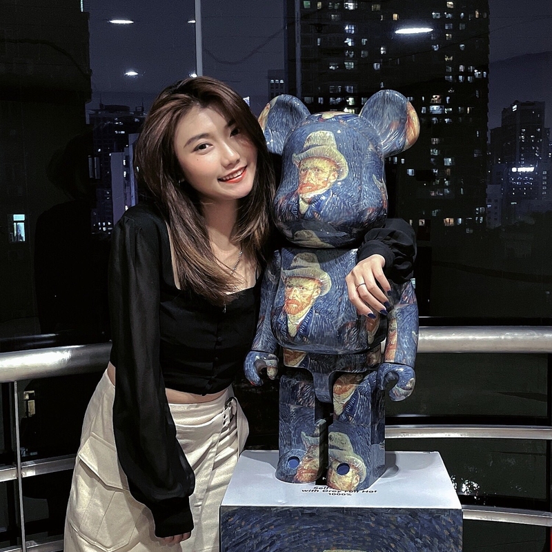 Bearbrick Van Gogh Series Self-Portrait Starry Night Violent Bear 1000% Home Art Floor Ornament