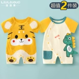 Летний детский комбинезон для выхода на улицу, хлопковая летняя одежда для новорожденных, 2 шт, год кролика