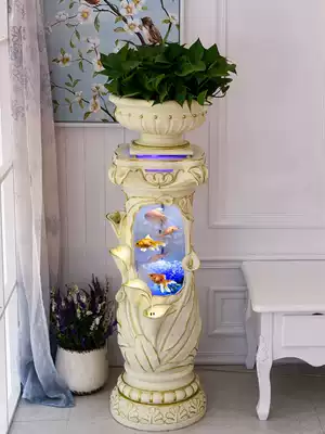 Fish tank aquarium living room household large-scale European decoration landscaping creative flower pot with one-piece goldfish tank