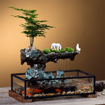 Creative aquarium running water goldfish tank home living room home small and medium glass office desktop Chinese ecology