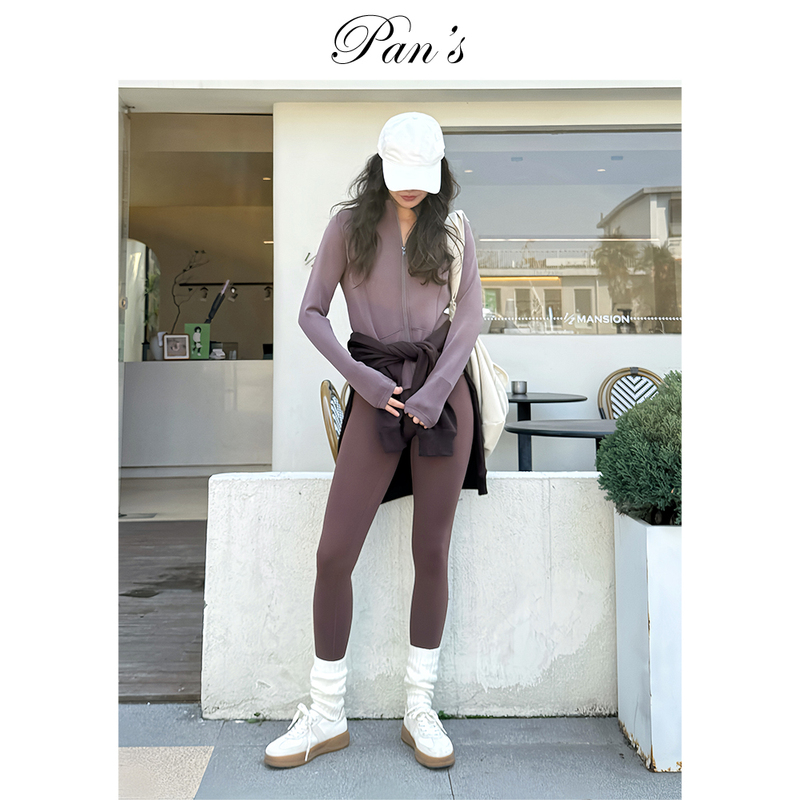 Copper Ammonia Modal Slim-Fit High-Elastic Yoga Jacket/Comfortable Eight-Way Stretch Antibacterial Sunscreen Nine-Point Leggings N*