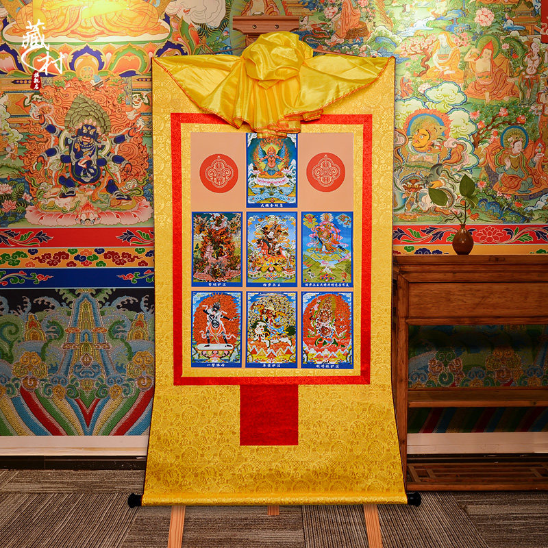 Tibetan village Nyingma Sangen Buddha statue Tibet gilded gilded long 85 Buddhist hall for the Buddha five Buddha statue thangka hanging painting