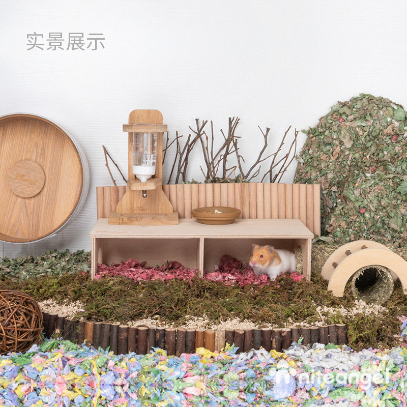 Niteangel Aite Hamster Ware Peep House Gold Silk Bear Refuge From House Two Room Hamster Cage with small view of the house