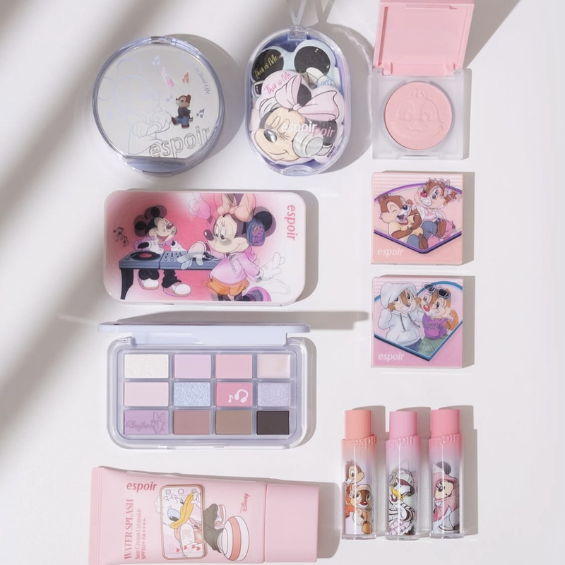 Espoir June New Product Disney Collaboration Eyeshadow Palette. Lipstick. Blush. Cushion Foundation