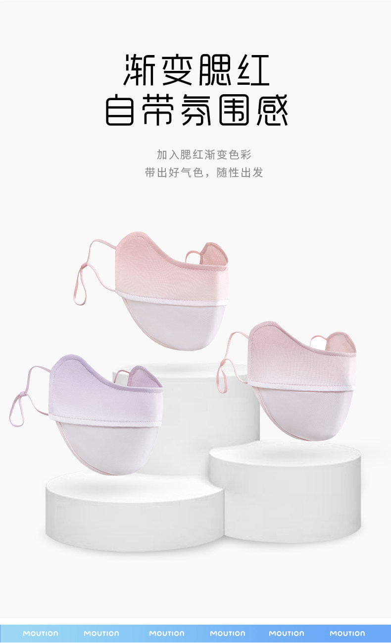 【中國直郵】 茉莉尋 腮紅防曬護眼角面罩3d立體口罩夏女防塵防紫外線 甜鹽蜜桃粉*1