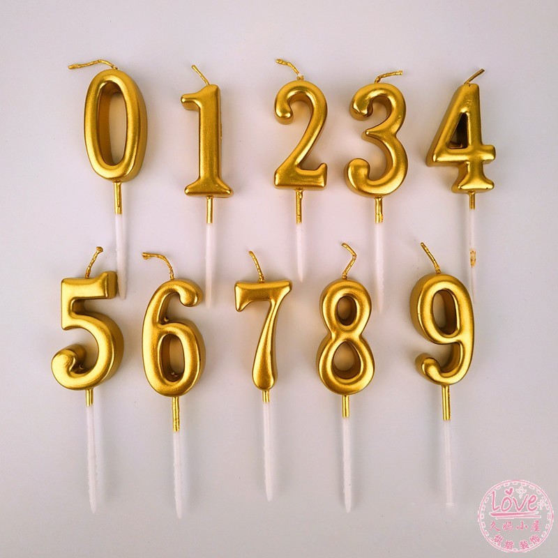 Golden Digital Candle Creative Birthday Candle Christmas Valentine's Day Birthday Cake Decoration Sweet Table Dress-Taobao