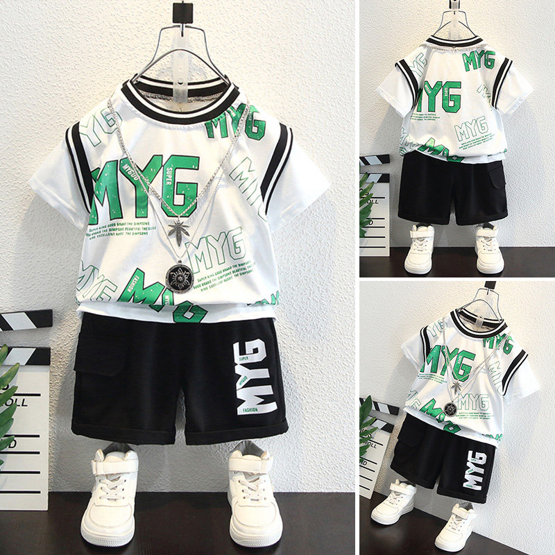 Boy's summer clothing suit 2022 new children's summer two sets of boys' summer sports two sets of children