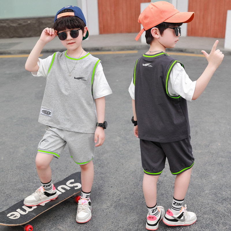 Boy Clothing Boy Suit Summer Clothes 2022 New Children's Summer Two Sets Children Trendy Foreign Han Prints