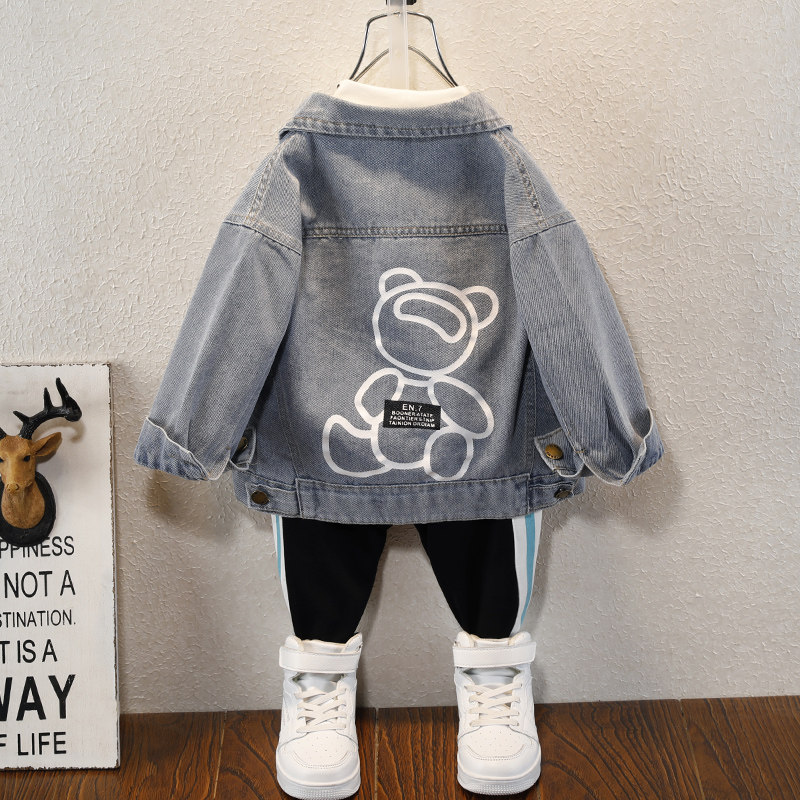 Boys denim jacket autumn 2022 new children's jackets baby tops children's fashionable western style spring and autumn models
