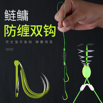 Silver carp Bighead fishing group hook fishing line set Combination line group sub-line Double hook Finished platform fishing spring explosion hook anti-winding