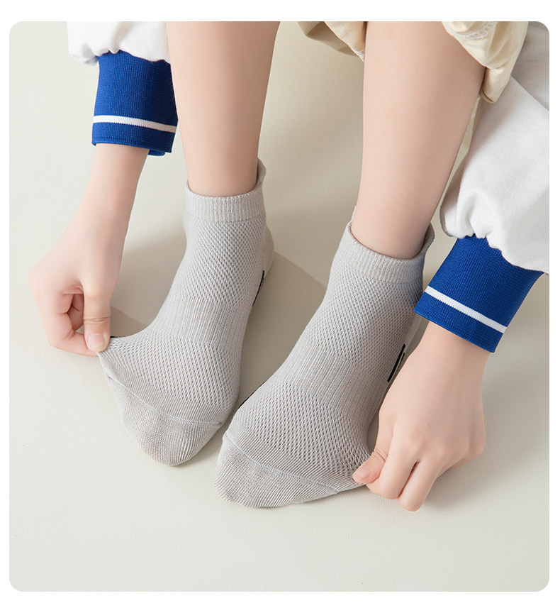 男童袜子夏薄款儿童棉袜青少年大童运动吸汗防臭夏季网眼短袜船袜 — 18