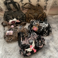 Three Crooked Angels Cute Leopard Print Wasteland Homemade Hot Girl Shoulder Bag Female Versatile Ins Super Hot Street Crossbody Bag
