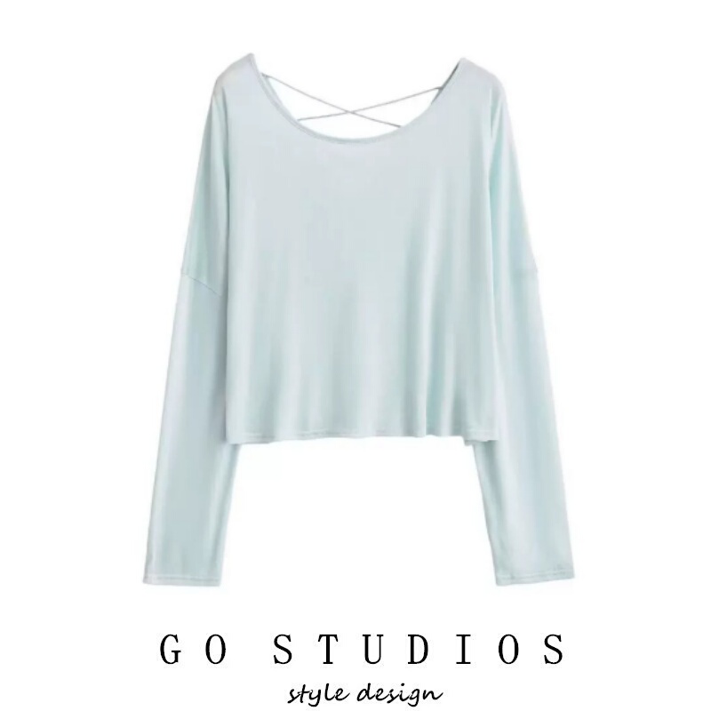 Jazz Dance Backless Long-Sleeve Sun Protection T-Shirt for Women, 2026 Summer New Design, Stylish and Loose-Fitting Cover-Up