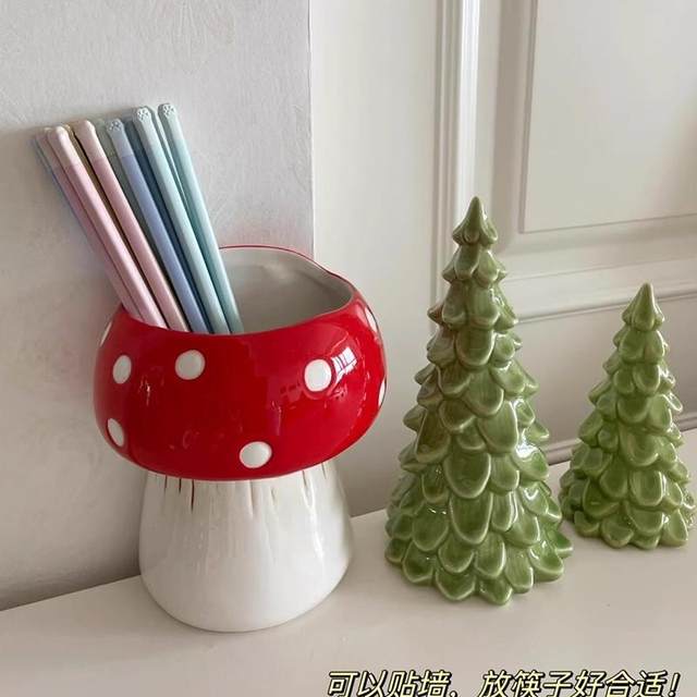 Mushroom knife and chopsticks storage rack high-end ceramic chopsticks chopstick cage makeup brush storage box