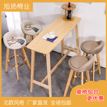 Solid wood bar stool modern minimalist high stool home back chair bar stool bar chair front desk chair milk tea shop chair