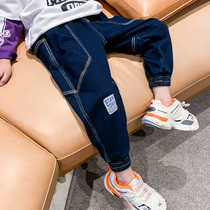 Boys jeans spring and autumn models 2021 New Korean childrens sports boys autumn casual trousers tide