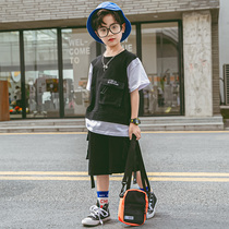 Boy summer suit 2021 New handsome summer big childrens short sleeve two-piece boy summer Korean wave