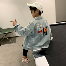 Boy denim coat spring and autumn 2021 new foreign style children autumn jacket boy autumn casual coat tide