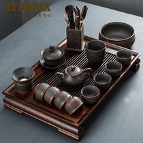 ZYRODIA Jianshui Purple Pottery Home Kung Fu Tea Set Vintage Simple Ceramic Side Teapot Cover Bowl Set