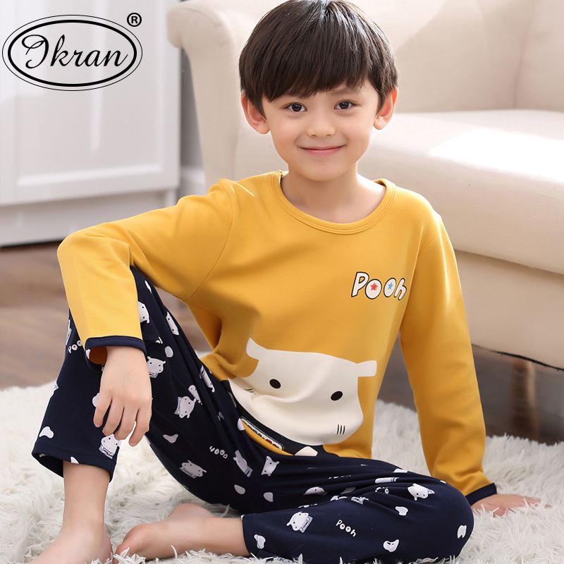 . Childrens pajamaboys dài tay áo mùa xuân mùa thu cậu bé phim hoạt hình trung bình và bé nhà quần áo bộ cũ.