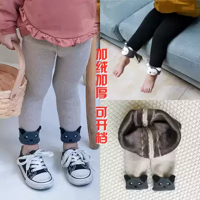 Winter female baby pants baby pantyhose children plus velvet thickened warm cotton velvet pants boys and girls 1-2-3 years old