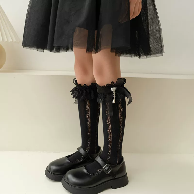 Модные детские летние тонкие колготки для коленей, стиль Lolita, средней длины