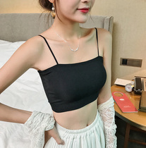  Short suspender female student knitted thin ice silk bandeau with chest pad Small chest underwear anti-light thin shoulder strap chest wrap