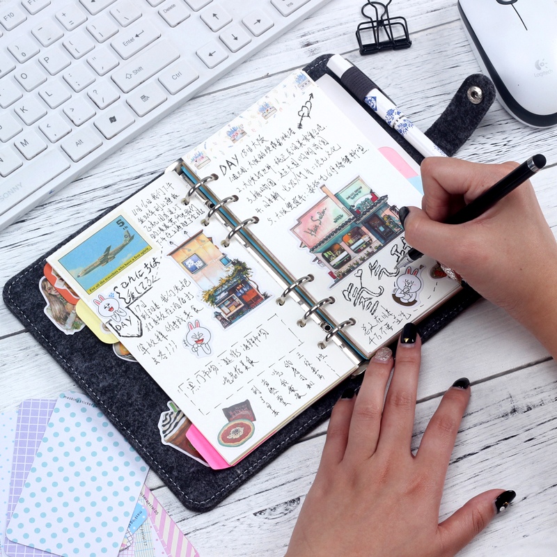 Notebook small fresh a6 notepad small portable custom Logo hand ledger Detachable loose-leaf clip Simple snap-on hand ledger art Retro diary Japanese notebook stationery