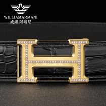 William Mani Crocodile Leather Strap Man Genuine Leather Smooth Buckle Upscale Luxury Luxury Mid Youth Pants Belt Tide