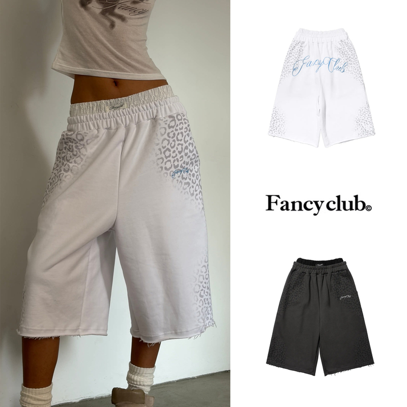 26 Summer Fancy Club Korean Designer Brand Leopard Print Loose Sports Bermuda Shorts