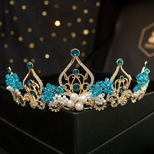 Синяя тиара, наряд маленькой принцессы, элитные шпильки для волос, аксессуар для волос, корона