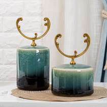 New Chinese Classical Jingdezhen Ceramic Pendulum storage Room Living Room Tea Table TV Cabinet Xuanguan Book House Decoration Bronze