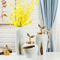 New Chinese-style Jingdezhen Ceramic vase floriers Pendulum Pieces New Residence Decoration Hotel Lobby Living-room Xuanguan Clubhouse Villa