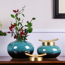 New Chinese-style Jingdezhen Kiln Changing Ceramic Pendulum of Vase Storage Tank Living Room Hotel Bookhouse Xuanguan TV Cabinet Decoration