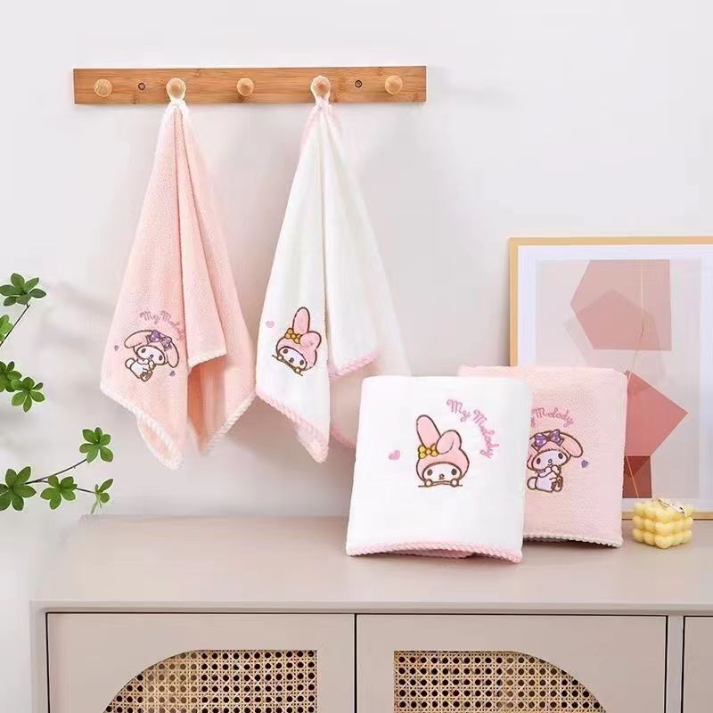 Melody Coral Velvet Household Towel, Bath Towel, and Shower Cap Three-Piece Set for Men and Women, Cute, Quick-Drying, Absorbent, and Lint-Free Melody Coral Velvet Household Towel, Bath Towel, and Shower Cap Three-Piece Set for Men and Women, Cute, Quick-Drying, Absorbent, and Lint-Free