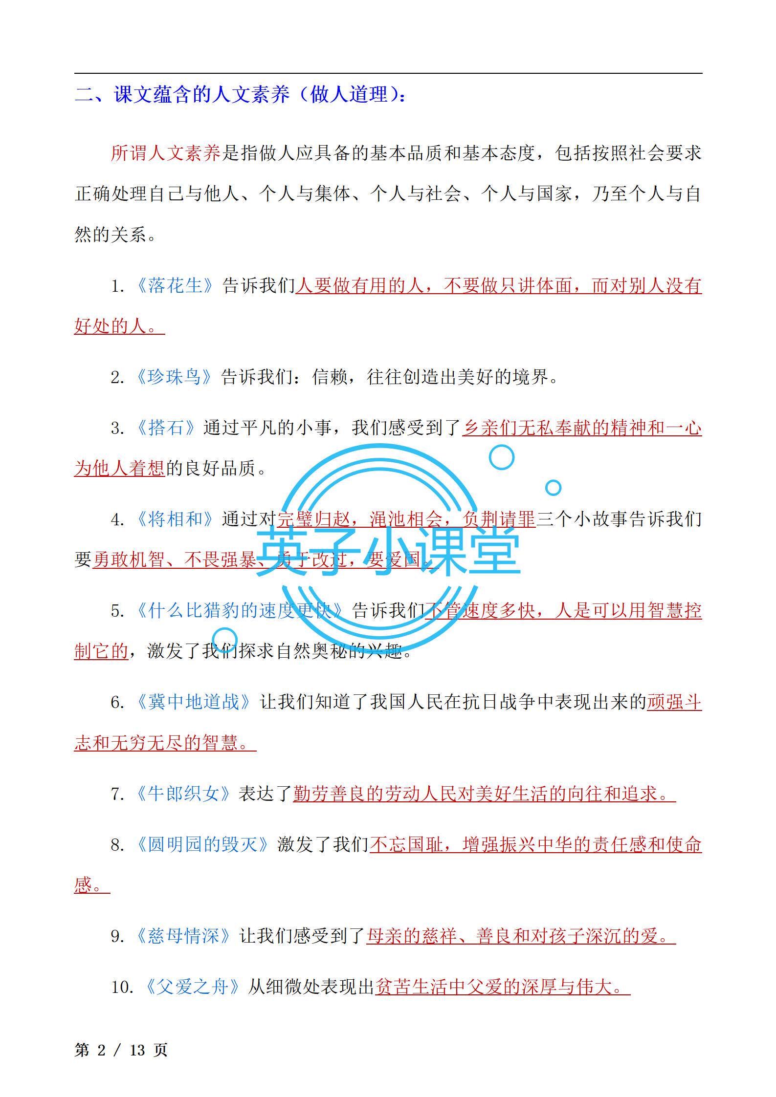 人教部编语文五年级上册必背知识点,期末复习电子版如何助力学习?-设计/创作-淘宝好物网