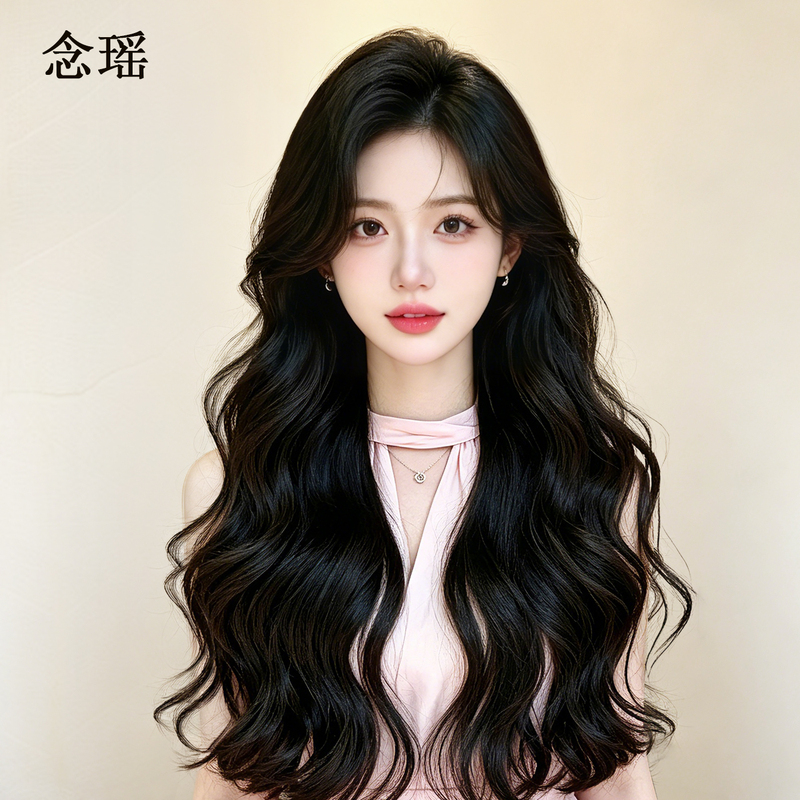 Wig for Women with Large Wavy Long Hair, Full Real Hair, Natural and Seamless, Invisible Needle Lace, Daily Full Wig Set Wig for Women with Large Wavy Long Hair, Full Real Hair, Natural and Seamless, Invisible Needle Lace, Daily Full Wig Set