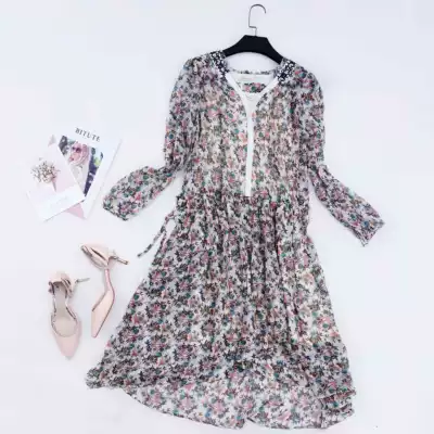 女子会舍折扣森女田园文艺春夏雪纺碎花中长款连衣裙内搭两件套