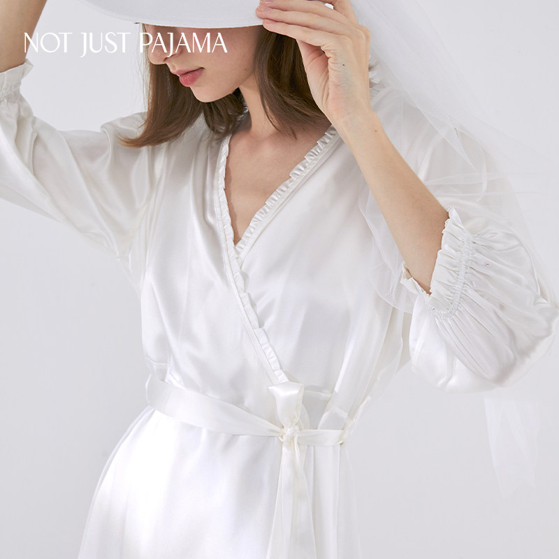 Not Just Pajama midsummer afternoon series silk nightgown women's long spring and summer wedding morning gown suspender skirt