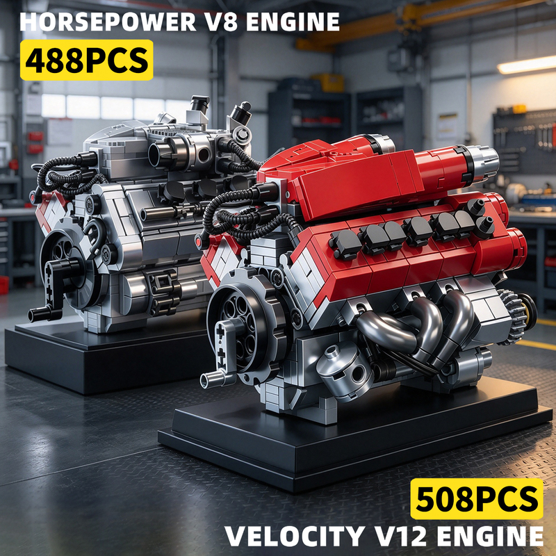 Mechanical Building Blocks V8 Multi-Cylinder Engine Car Engine Simulation Assembly Model V12 Ornament Boy Toy Moc Mechanical Building Blocks V8 Multi-Cylinder Engine Car Engine Simulation Assembly Model V12 Ornament Boy Toy Moc