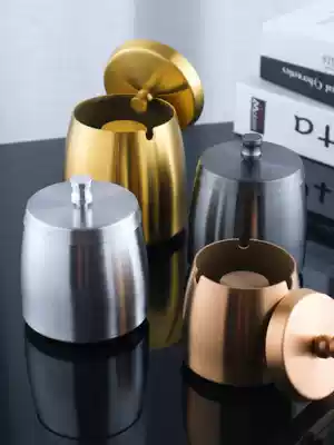 Ashtray with lid stainless steel anti-fly ash modern household dining room hotel smoke Cup Anti-drop large custom gift