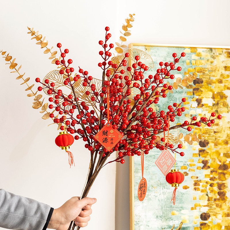 Rich Fruits Red Fruits Red Fruits Winter Green Fruits Fake Flowers Imitation Flowers Furnishing New Year Decorations Flowers Wedding Celebration Flower Art Pendulum Flowers For Flowers And Flowers